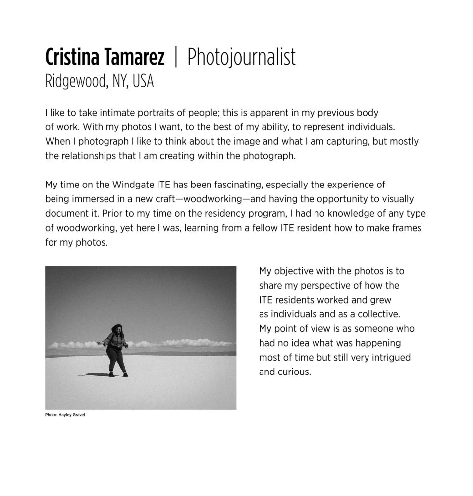 Artist Statement and bio- Cristina Tamarez